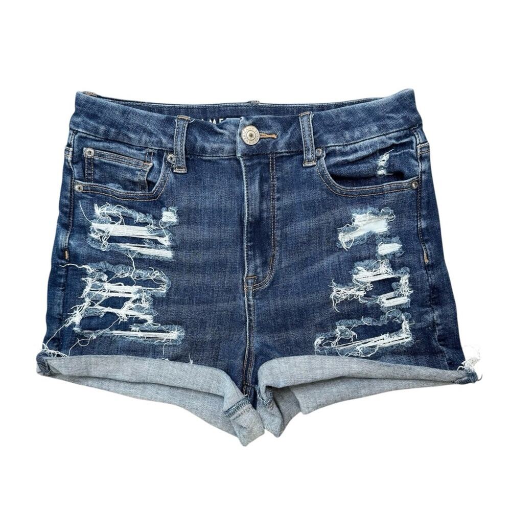 AMERICAN EAGLE OUTFITTERS Women’s Blue Distressed Denim Jean Shorts